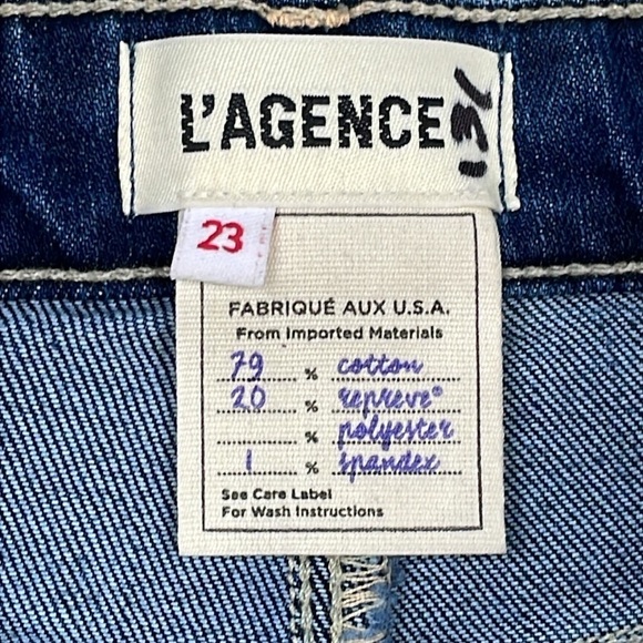 New L’Agence Ruth High Rise Straight Jeans in Magnolia Black Coated 2 Tone Sz 23 - Picture 9 of 15